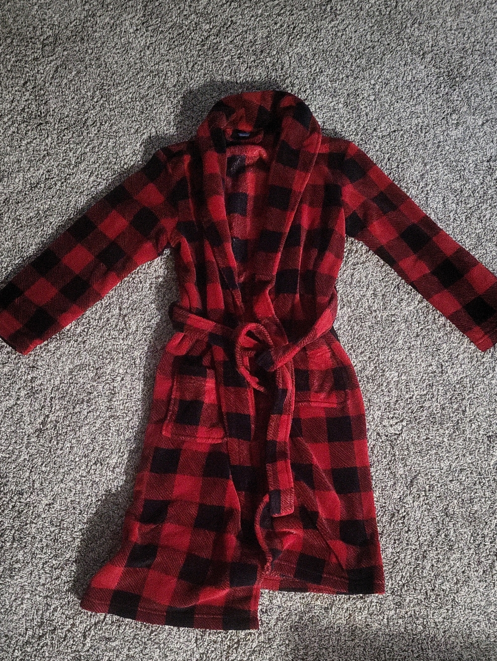 Kids Red & Black Buffalo Plaid Robe Coat